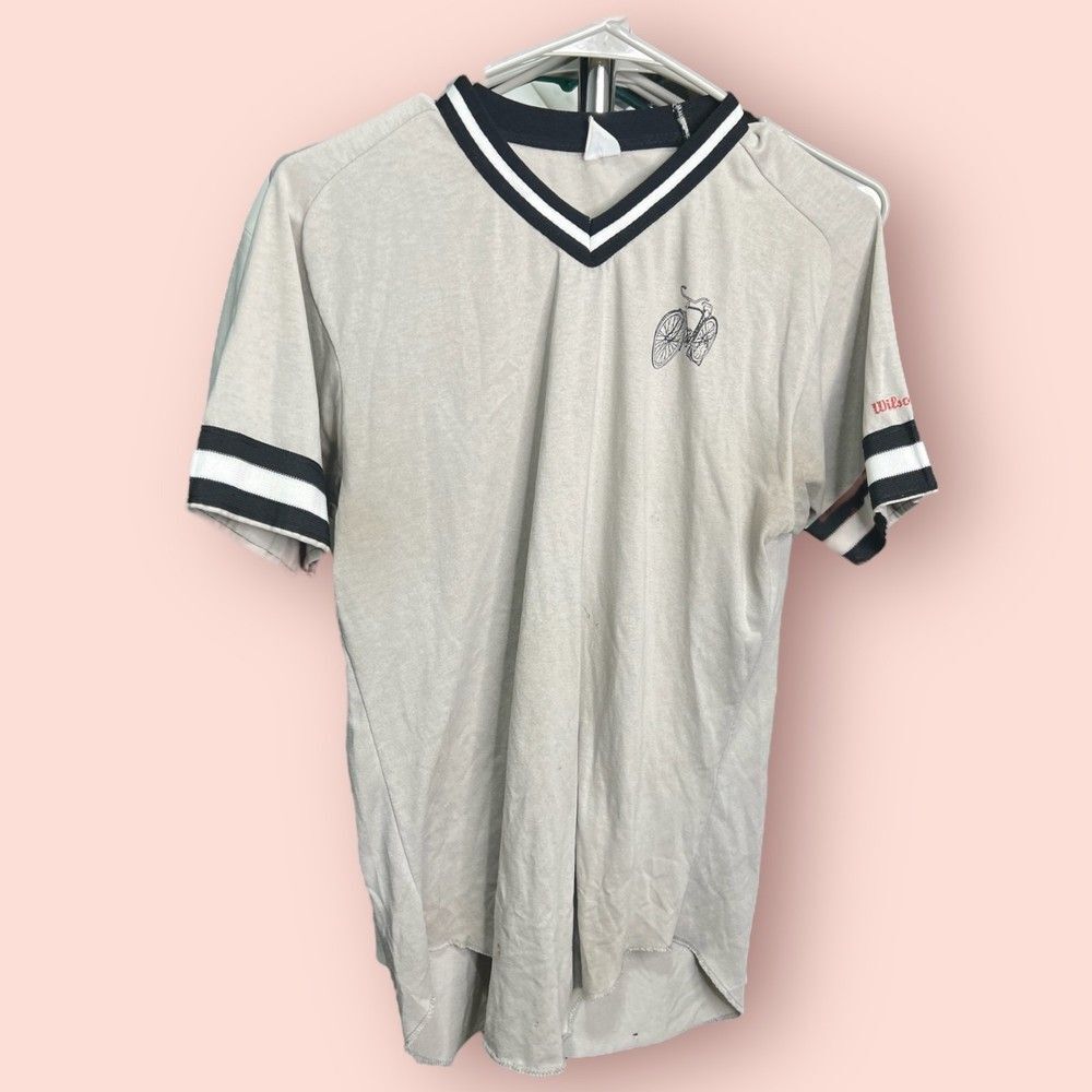 Vintage Wilson Bicycle V Neck T-Shirt Single Stitch Sz M